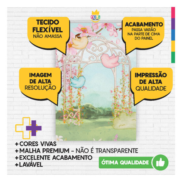 Kit Casado Jardim Painel Redondo Trio Capas Cilindro Retangular Vertical Em Tecido - Image 4