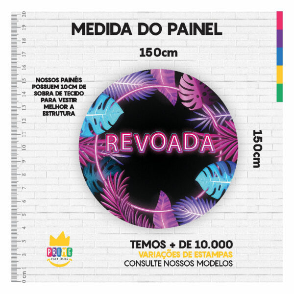 Painel Redondo 3D Revoada Tecido Sublimado 1,50m x 1,50m - Image 3