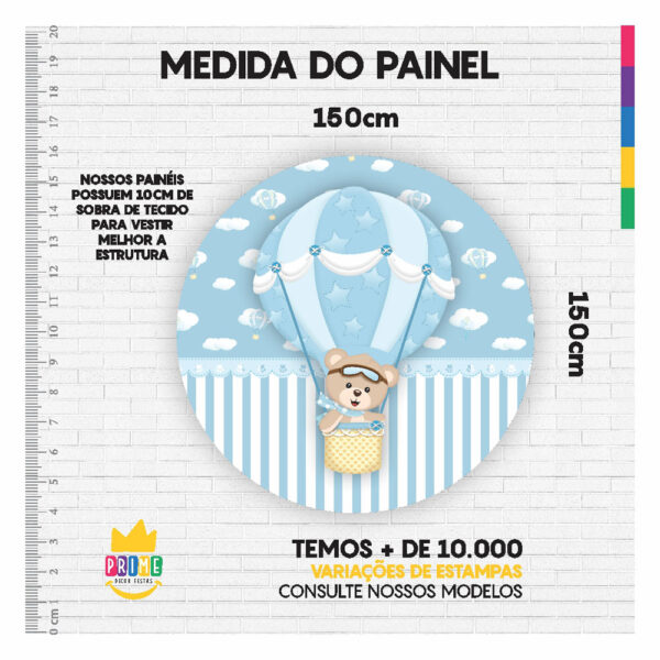 Painel Redondo 3D Ursinhos Tecido Sublimado 1,50m x 1,50m - Image 3