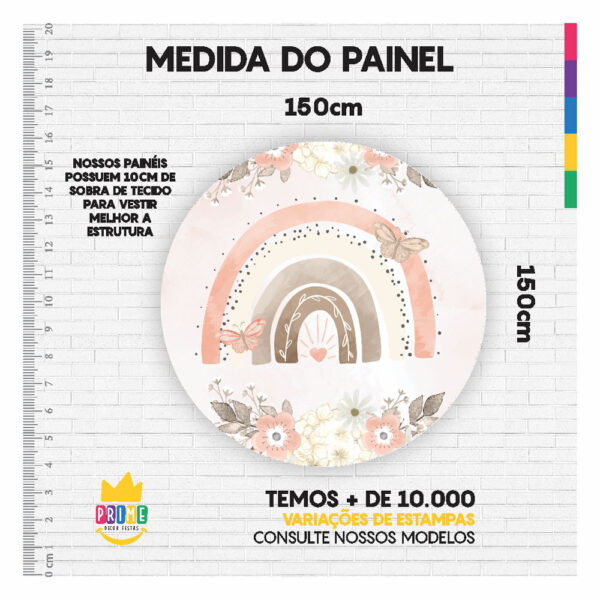 Painel Redondo 3D Boho Elefante Tecido Sublimado 1,50m x 1,50m - Image 3
