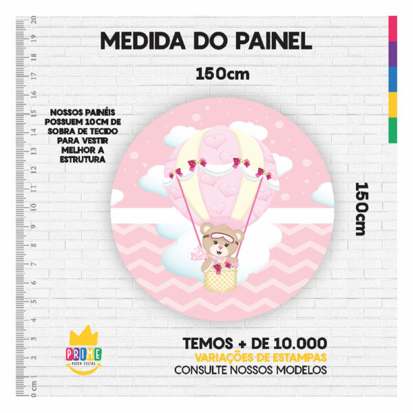 Painel Redondo 3D Ursinhos Tecido Sublimado 1,50m x 1,50m - Image 3