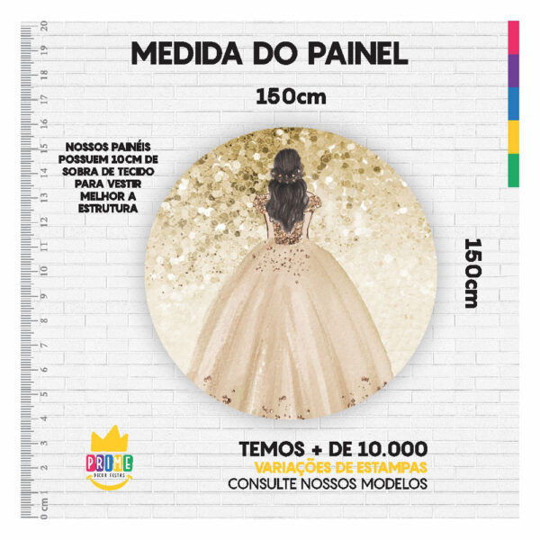 Painel Redondo 3D 15 Anos Tecido Sublimado 1,50m x 1,50m - Image 3