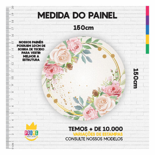Painel Redondo 3D Floral Tecido Sublimado 1,50m x 1,50m - Image 3