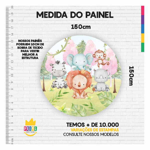 Painel Redondo 3D Safari Tecido Sublimado 1,50m x 1,50m - Image 3