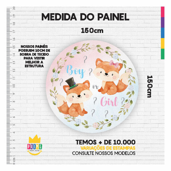 Painel Redondo 3D Chá Revelação Tecido Sublimado 1,50m x 1,50m - Image 3