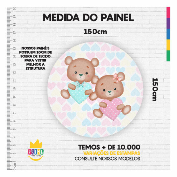 Painel Redondo 3D Chá Revelação Tecido Sublimado 1,50m x 1,50m - Image 3