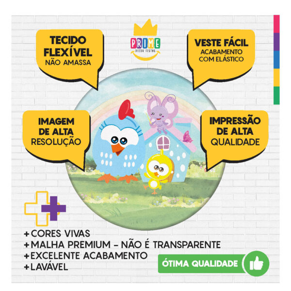 Kit Casado Galinha Pintadinha Painel Redondo Trio Capas Cilindro Retangular - Image 3