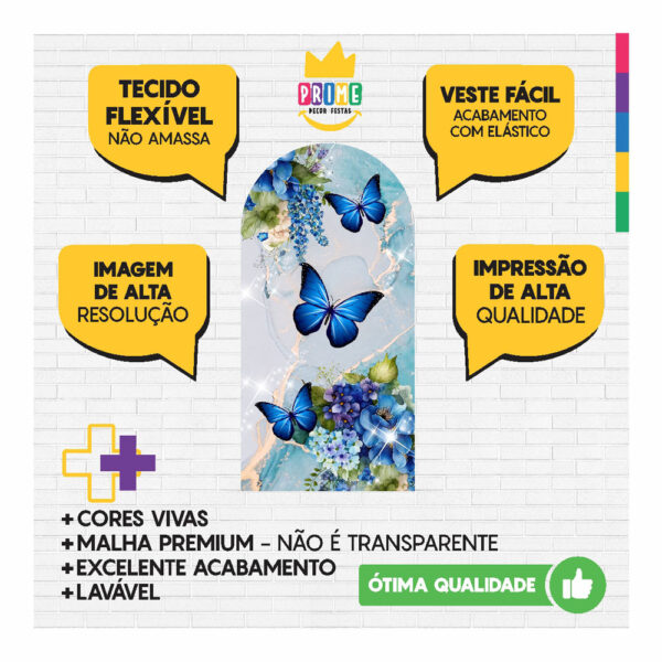 Painel De Festa Romano Decorativo Borboleta Azul - CLD670 - Image 3