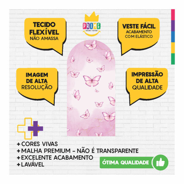 Painel De Festa Romano Decorativo Borboleta Rosa - Image 3