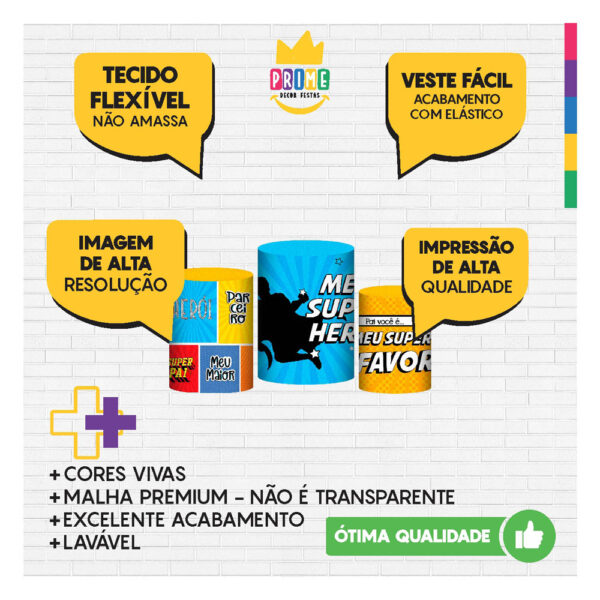 Trio Capa Cilindro Dia dos Pais 3D Em Tecido Com Elástico - Image 3