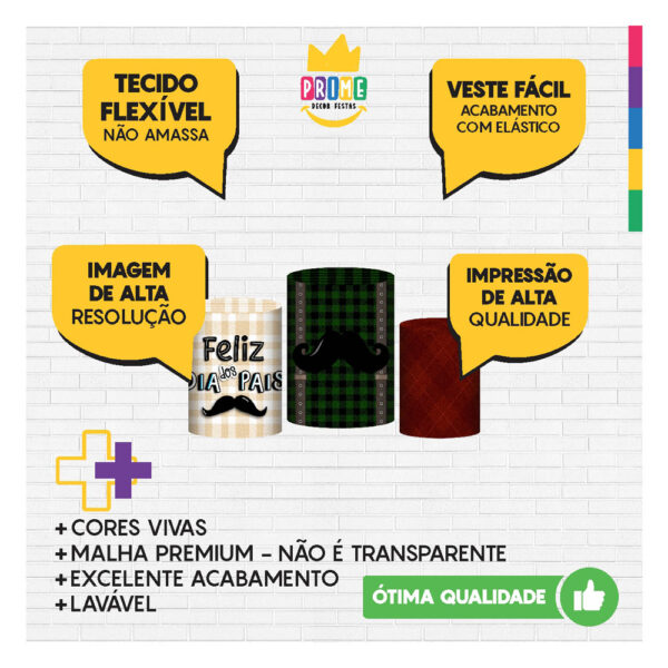 Trio Capa Cilindro Dia dos Pais 3D Em Tecido Com Elástico - Image 3