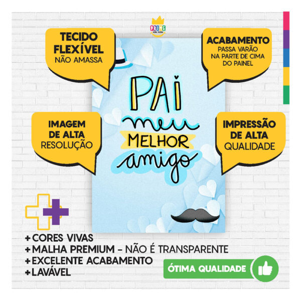 Painel de Festa Retangular 3D Dia dos Pais casadinho 1,50m x 2,20 - Image 3