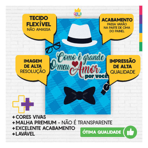 Painel de Festa Retangular 3D Dia dos Pais casadinho 1,50m x 2,20 - Image 3