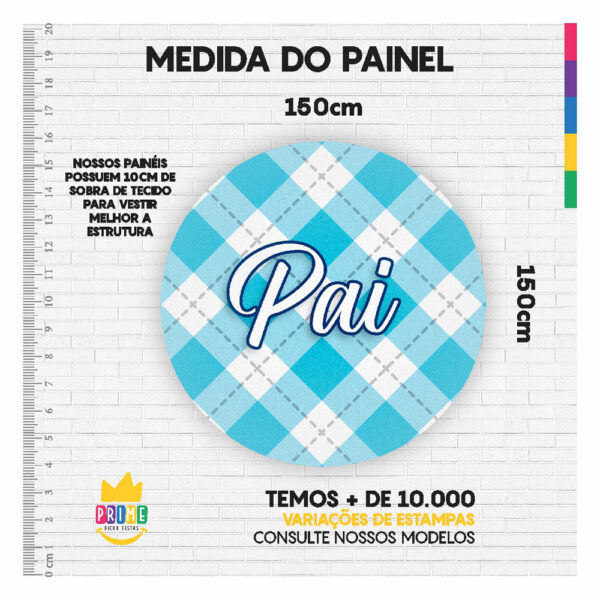 Painel Redondo Dia dos Pais 3D Tecido Sublimado 1,50m x 1,50m - Image 3