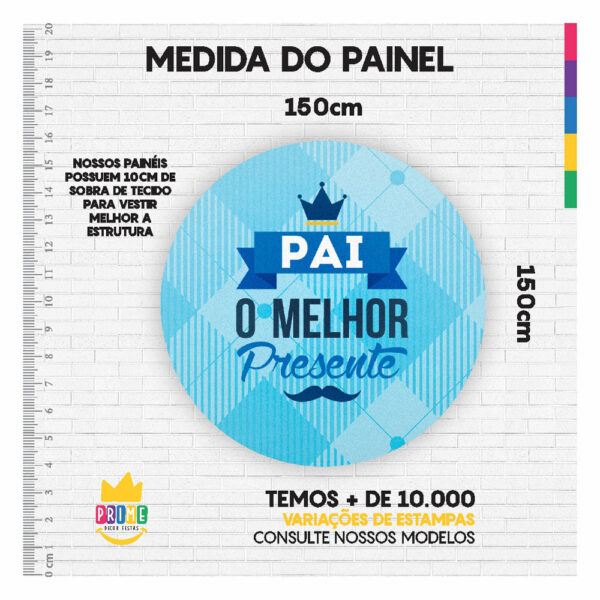 Painel Redondo Dia dos Pais 3D Tecido Sublimado 1,50m x 1,50m - Image 3