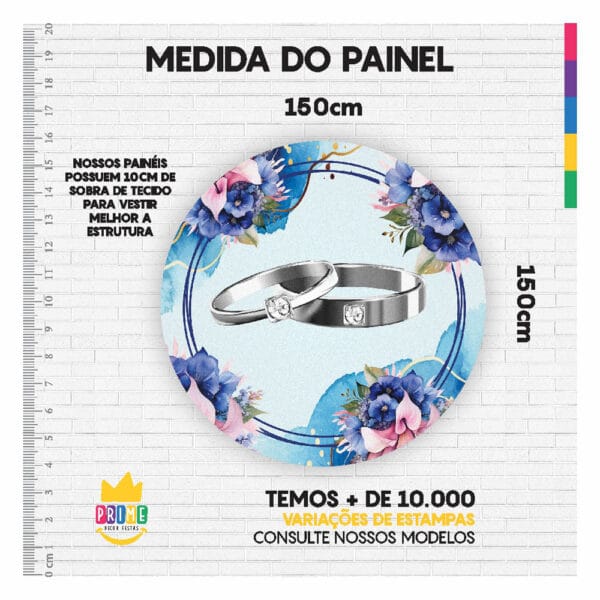 Painel Redondo 3D Casamento Tecido Sublimado 1,50m x 1,50m - Image 3