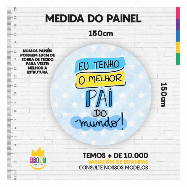 Painel Redondo Dia dos Pais 3D Tecido Sublimado 1,50m x 1,50m - Image 3