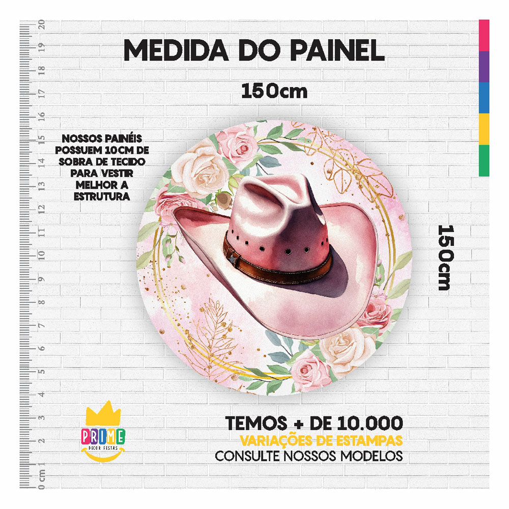 Painel Redondo 3D Boiadeira Tecido Sublimado 1,50m x 1,50m - Imagem 3
