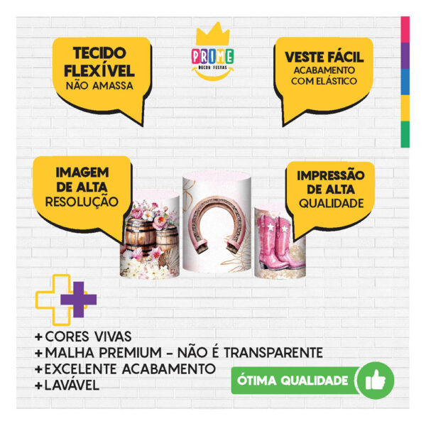 Trio Capa Cilindro Boiadeira 3D Em Tecido Com Elástico - Image 3