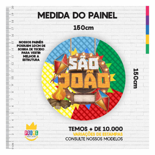 Painel Redondo 3D São João Tecido Sublimado 1,50m x 1,50m - Image 3