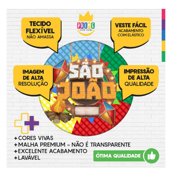 Kit Casado São João Painel Redondo Trio Capas Cilindro Retangular Vertical Em Tecido - Image 3