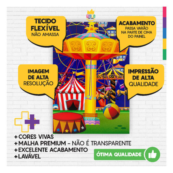 Kit Casado Circo Painel Redondo Trio Capas Cilindro Retangular Vertical Em Tecido - Image 3