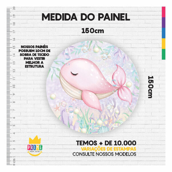 Painel Redondo 3D Fundo do Mar Tecido Sublimado 1,50m x 1,50m - Image 3