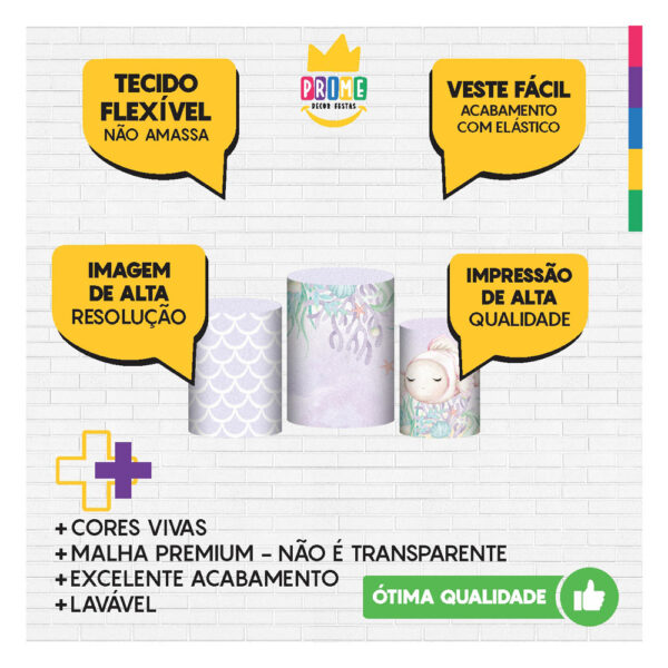 Trio Capa Cilindro Fundo do Mar 3D Em Tecido Com Elástico - Image 3