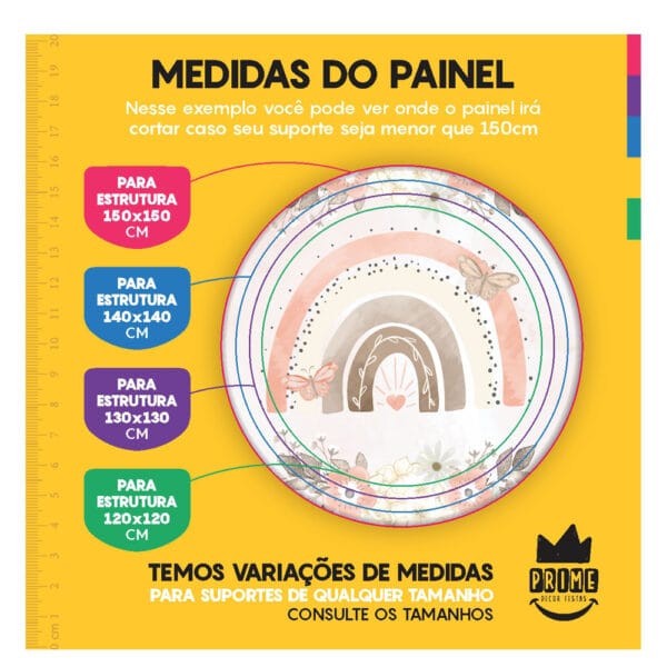 Trio Capa Cilindro + Painel Redondo 3D Boho Elefante 1,50m Veste Fácil - Image 4