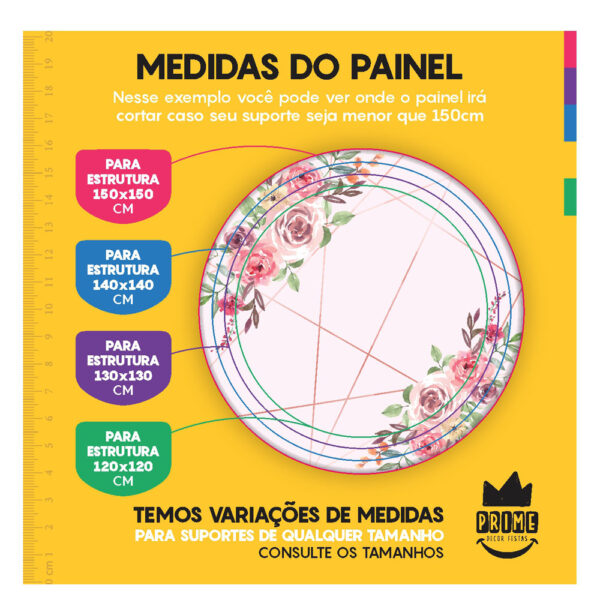 Trio Capa Cilindro + Painel Redondo 3D Floral 1,50m Veste Fácil - Image 4