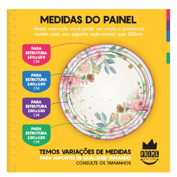 Trio Capa Cilindro + Painel Redondo 3D Floral 1,50m Veste Fácil - Image 3