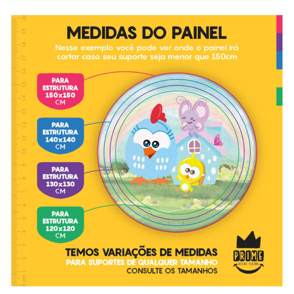 Kit Casado Galinha Pintadinha Painel Redondo Trio Capas Cilindro Retangular - Image 3