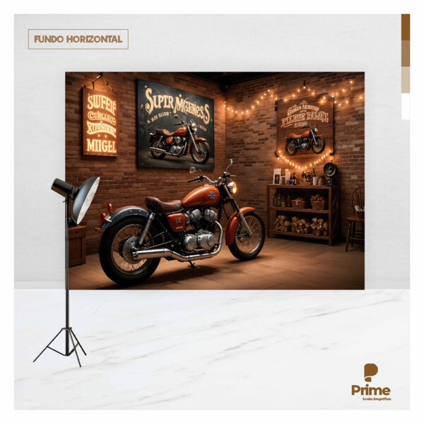 Fundo Fotográfico Cenário Dia dos Pais Moto Garagem Tecido 2,20m x 1,50m F1059 - Image 4