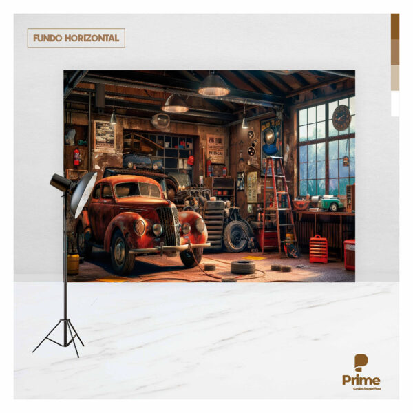 Fundo Fotográfico Cenário Dia dos Pais Carro Garagem Tecido 2,20m x 1,50m F1094 - Image 4
