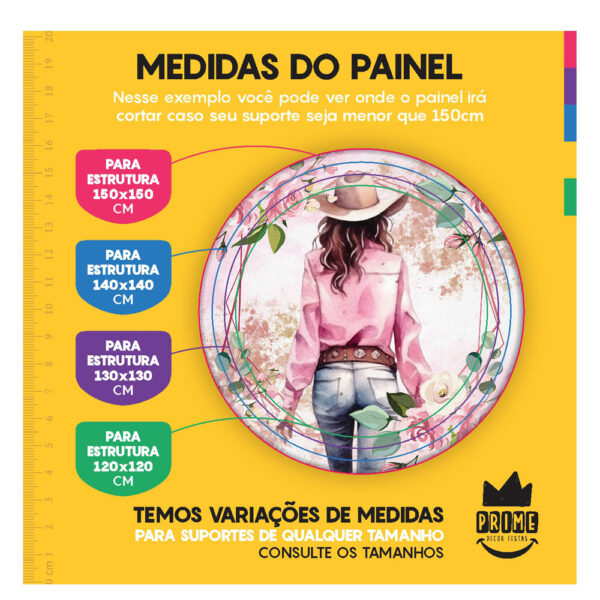 Trio Capa Cilindro + Painel Redondo 3D Boiadeira 1,50m Veste Fácil - Image 4