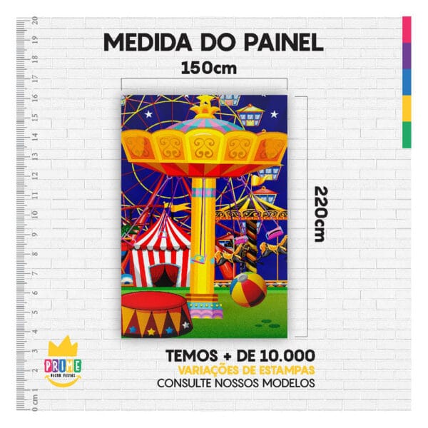 Kit Casado Circo Painel Redondo Trio Capas Cilindro Retangular Vertical Em Tecido - Image 4