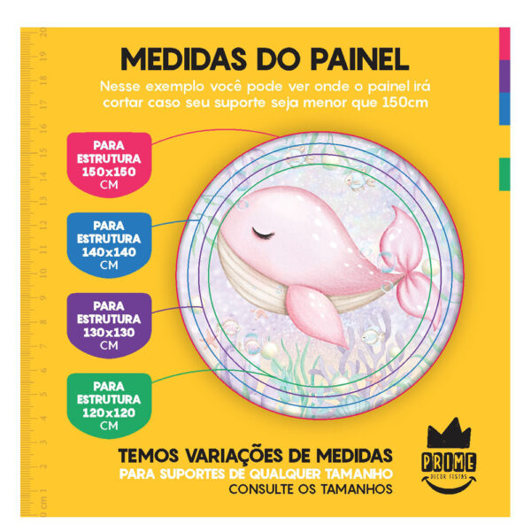 Trio Capa Cilindro + Painel Redondo 3D Fundo do Mar 1,50m Veste Fácil - Image 4