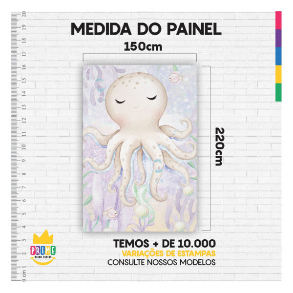 Painel de Festa Retangular 3D Fundo do Mar casadinho 1,50m x 2,20 - Image 4