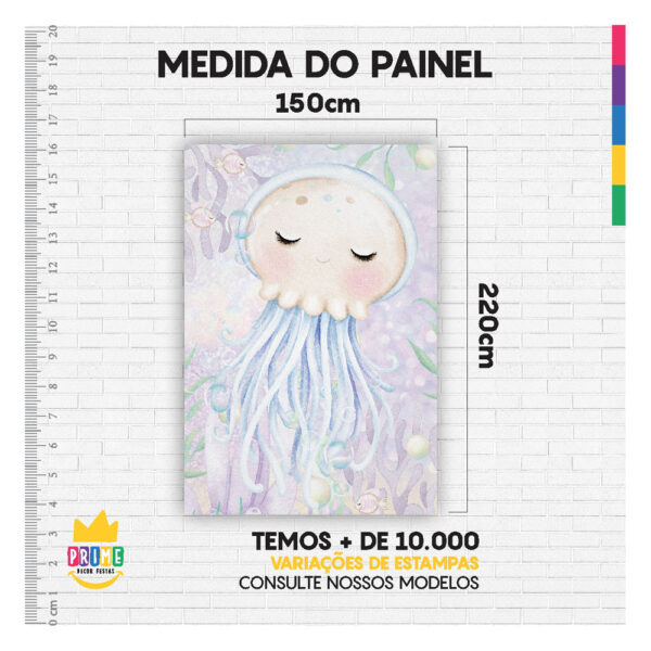 Painel de Festa Retangular 3D Fundo do Mar casadinho 1,50m x 2,20 - Image 4