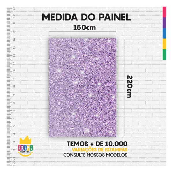 Painel de Festa Retangular 3D Glitter Lilás casadinho 1,50m x 2,20 - Image 4