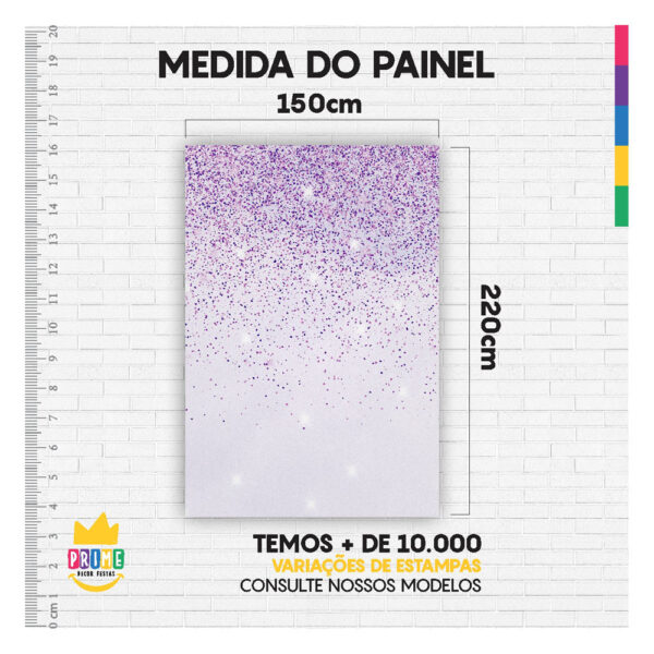 Kit Casado Glitter Lilás Painel Redondo Trio Capas Cilindro Retangular Vertical Em Tecido - Image 5