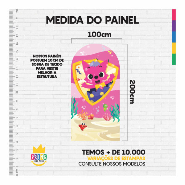 Painel De Festa Romano Decorativo Baby Shark Rosa - CLD667 - Image 4