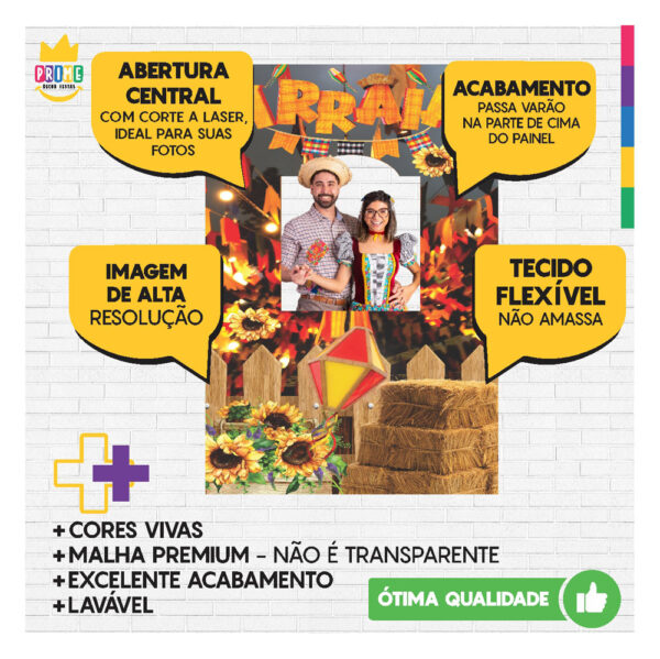 Painel de Festa Retangular Interativo 3D Festa Junina com Corte a Laser 1,50m x 2,20 - Image 4
