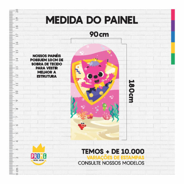 Painel De Festa Romano Decorativo Baby Shark Rosa - CLD667 - Image 5