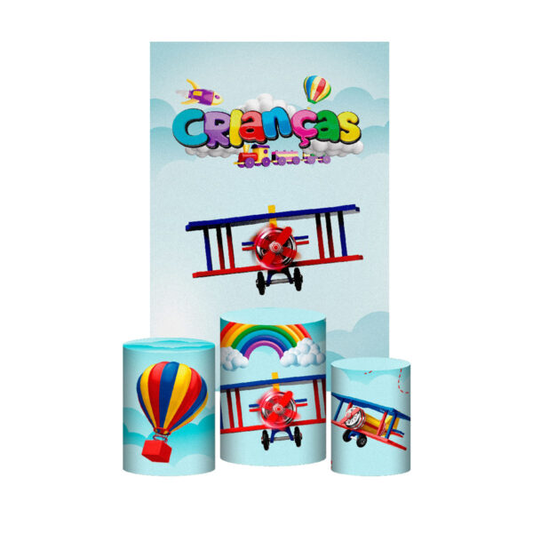 Kit Casado Dia das Crianças Trio Capa Cilindro Retangular Tecido
