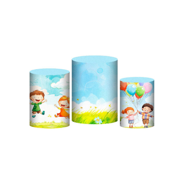 Trio Capa Cilindro Dia das Crianças 3D Em Tecido Com Elástico