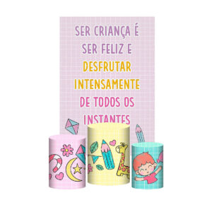 Kit Casado Dia das Crianças Trio Capa Cilindro Retangular Tecido