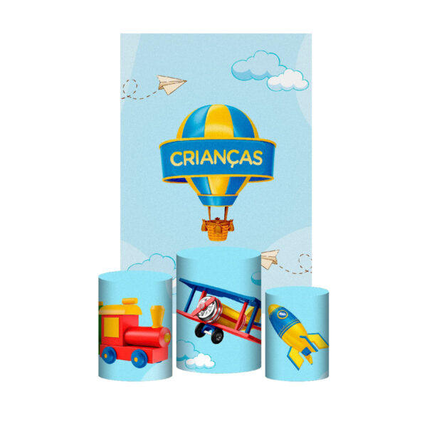 Kit Casado Dia das Crianças Trio Capa Cilindro Retangular Tecido
