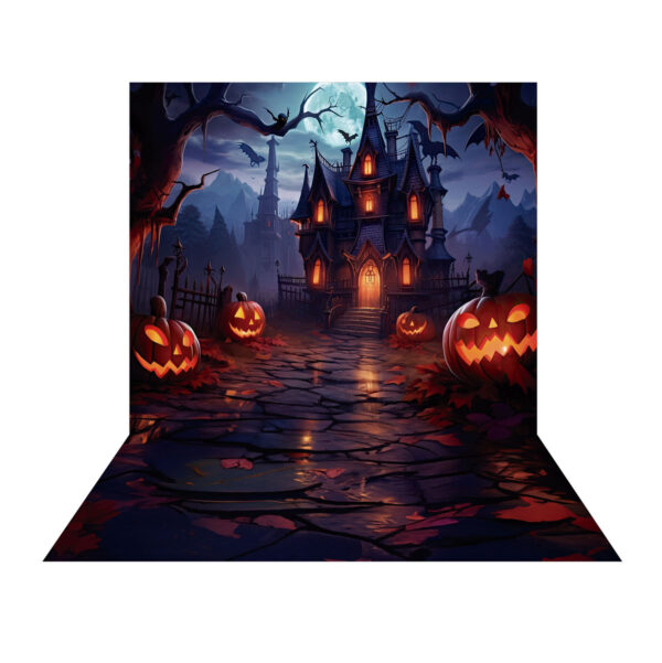 Fundo Fotográfico Halloween Casarão Tecido 2,20m x 1,50m F1178
