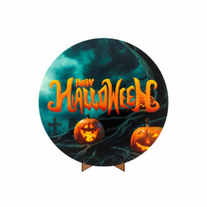 Painel Redondo 3D Halloween Tecido 50cm X 50cm Com Suporte MDF